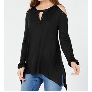 INC black studded top sz L